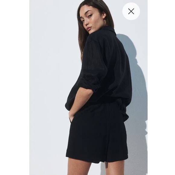H&M Linen Blend Pull-On Shorts Black Size M - Picture 3 of 7
